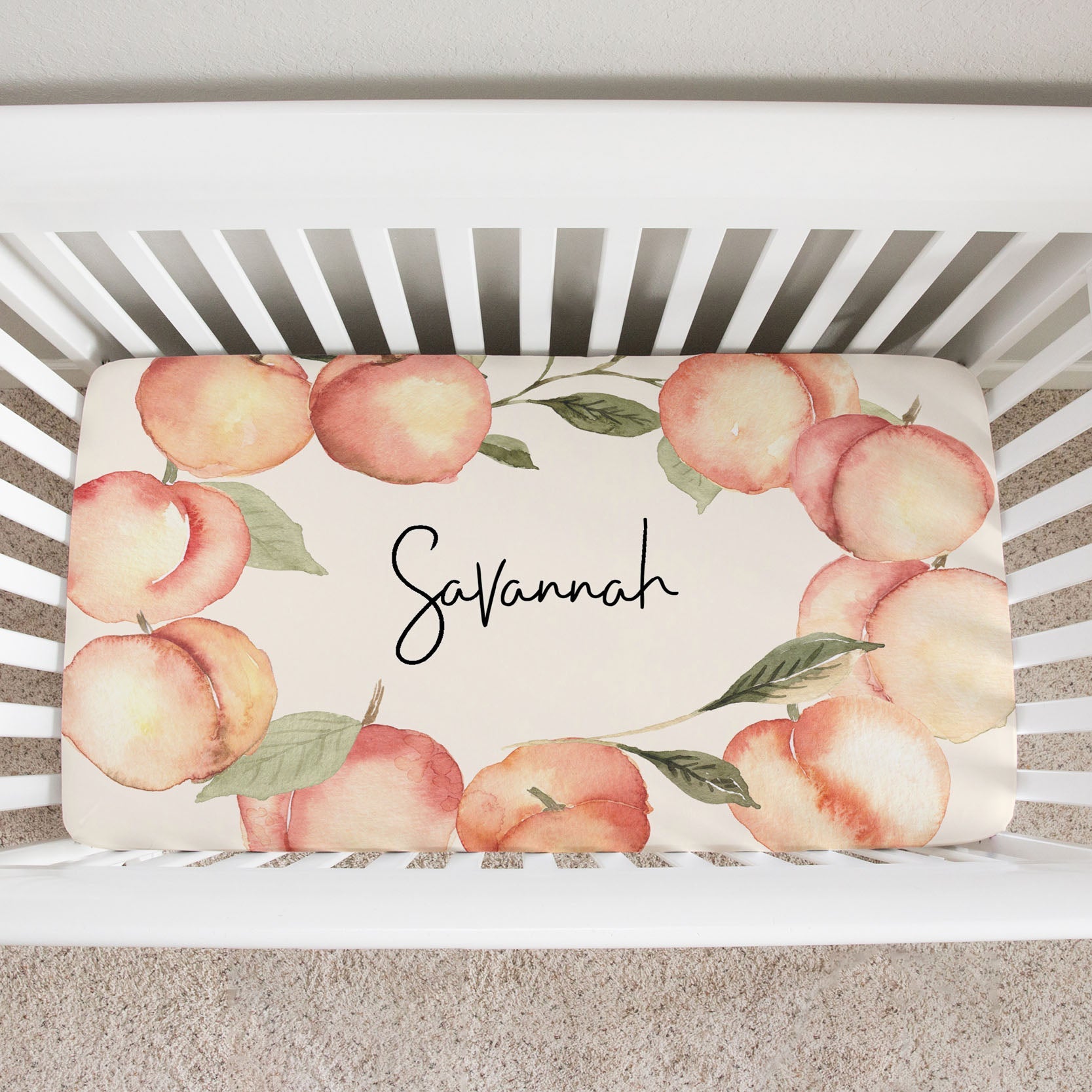 Georgia Peach Personalized Crib Sheet by AGreatBaby — view 3 of 11