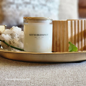 Get Yo Blessings! - Soy Wax Candle 11oz with Lid by Michaelangelocandles, scented candle detail photo 3