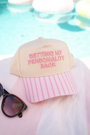 Getting my Personality Back - Pink Stripe Trucker Hat by KenzKustomz, Southern lifestyle apparel detail photo 3