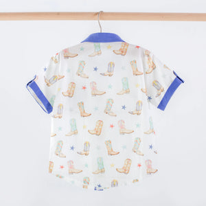 Giddy Up Short Sleeve Collared Shirt by Nola Tawk, Southern lifestyle apparel detail photo 2