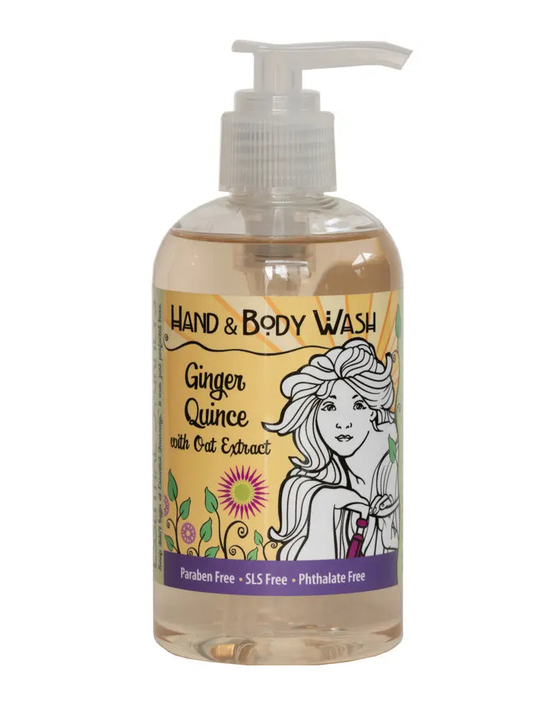 Ginger Quince Liquid Hand & Body Soap 8 oz. by Essential Journeys, natural skincare main product photo