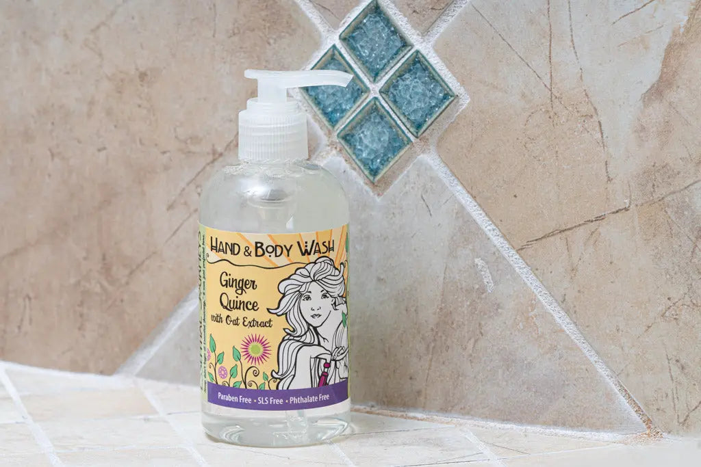 Ginger Quince Liquid Hand & Body Soap 8 oz. by Essential Journeys, natural skincare detail photo 5