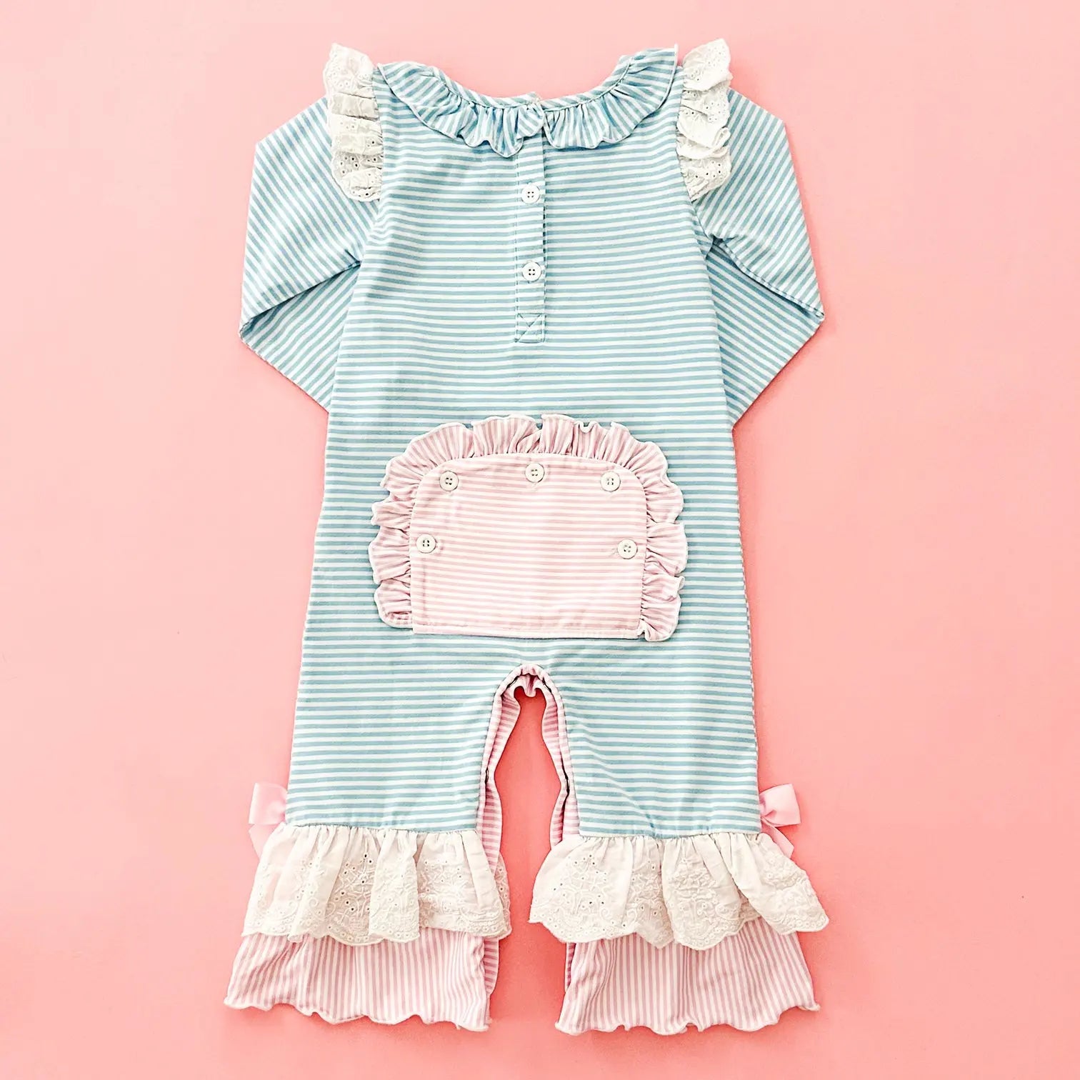 Girls Christmas Santa Romper by Seven Lantern Lane, Southern lifestyle apparel detail photo 2