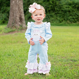 Girls Christmas Santa Romper by Seven Lantern Lane, Southern lifestyle apparel detail photo 3