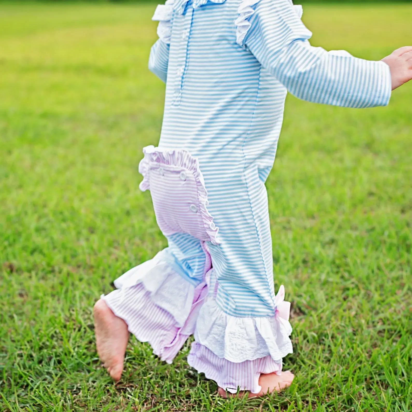 Girls Christmas Santa Romper by Seven Lantern Lane, Southern lifestyle apparel detail photo 4