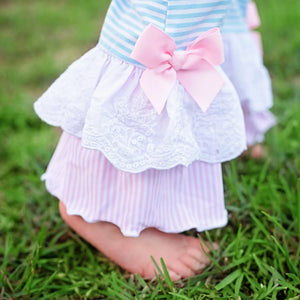 Girls Christmas Santa Romper by Seven Lantern Lane, Southern lifestyle apparel detail photo 7
