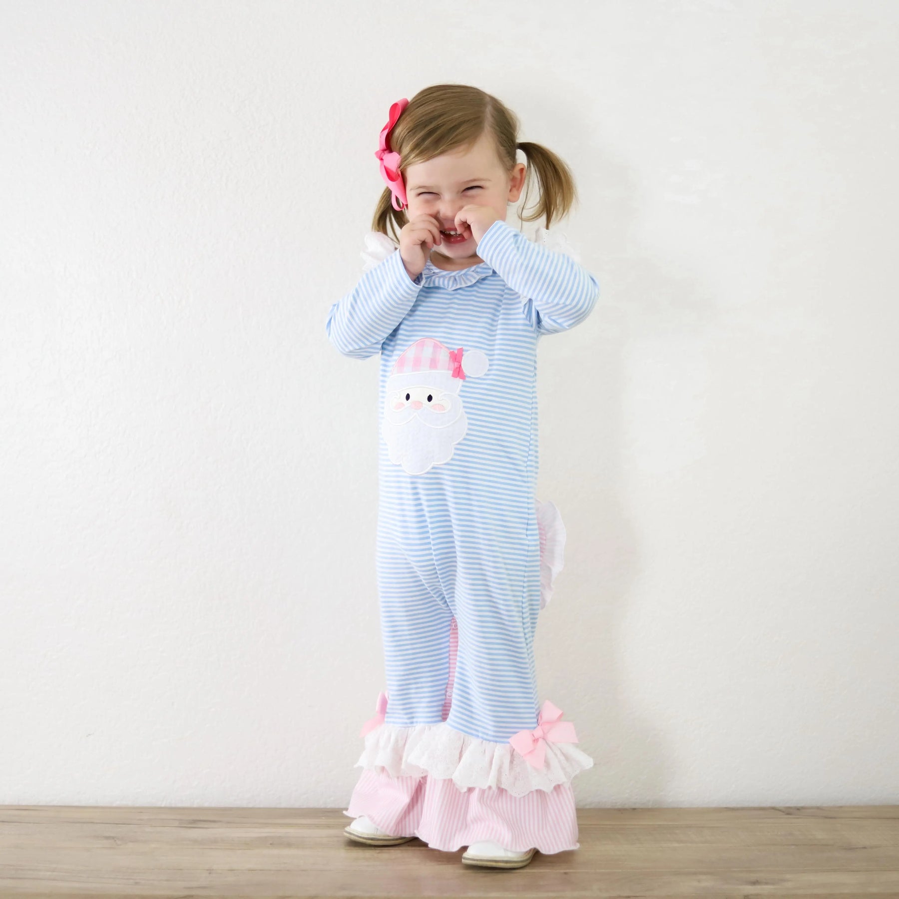 Girls Christmas Santa Romper by Seven Lantern Lane, Southern lifestyle apparel detail photo 10