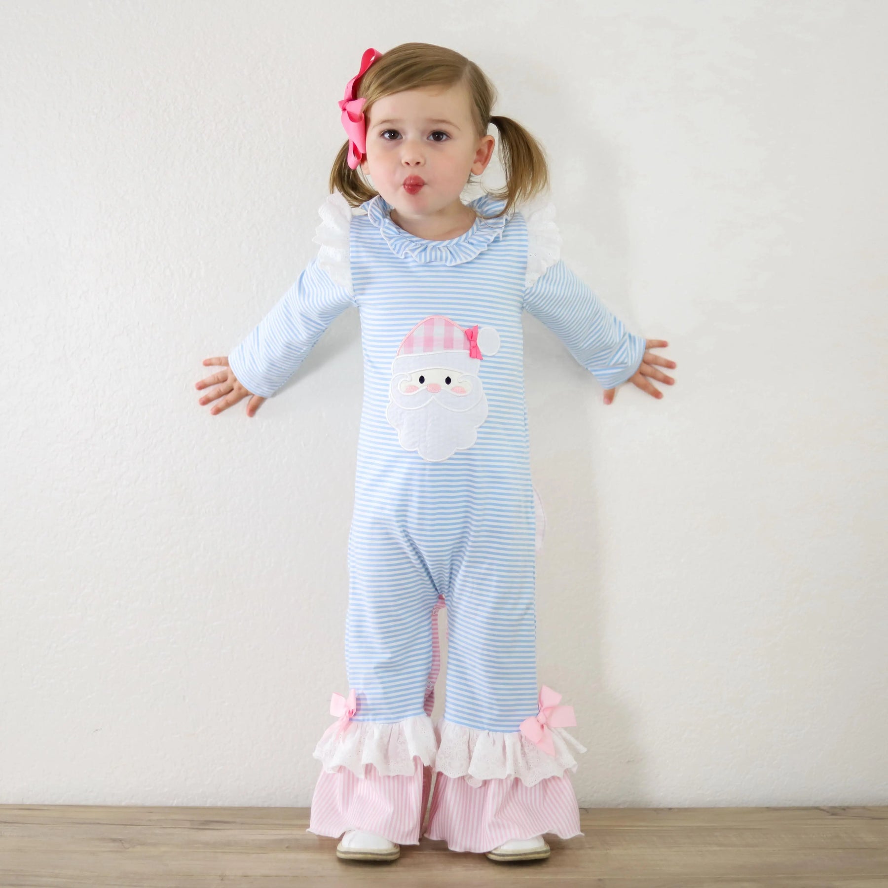 Girls Christmas Santa Romper by Seven Lantern Lane, Southern lifestyle apparel detail photo 11
