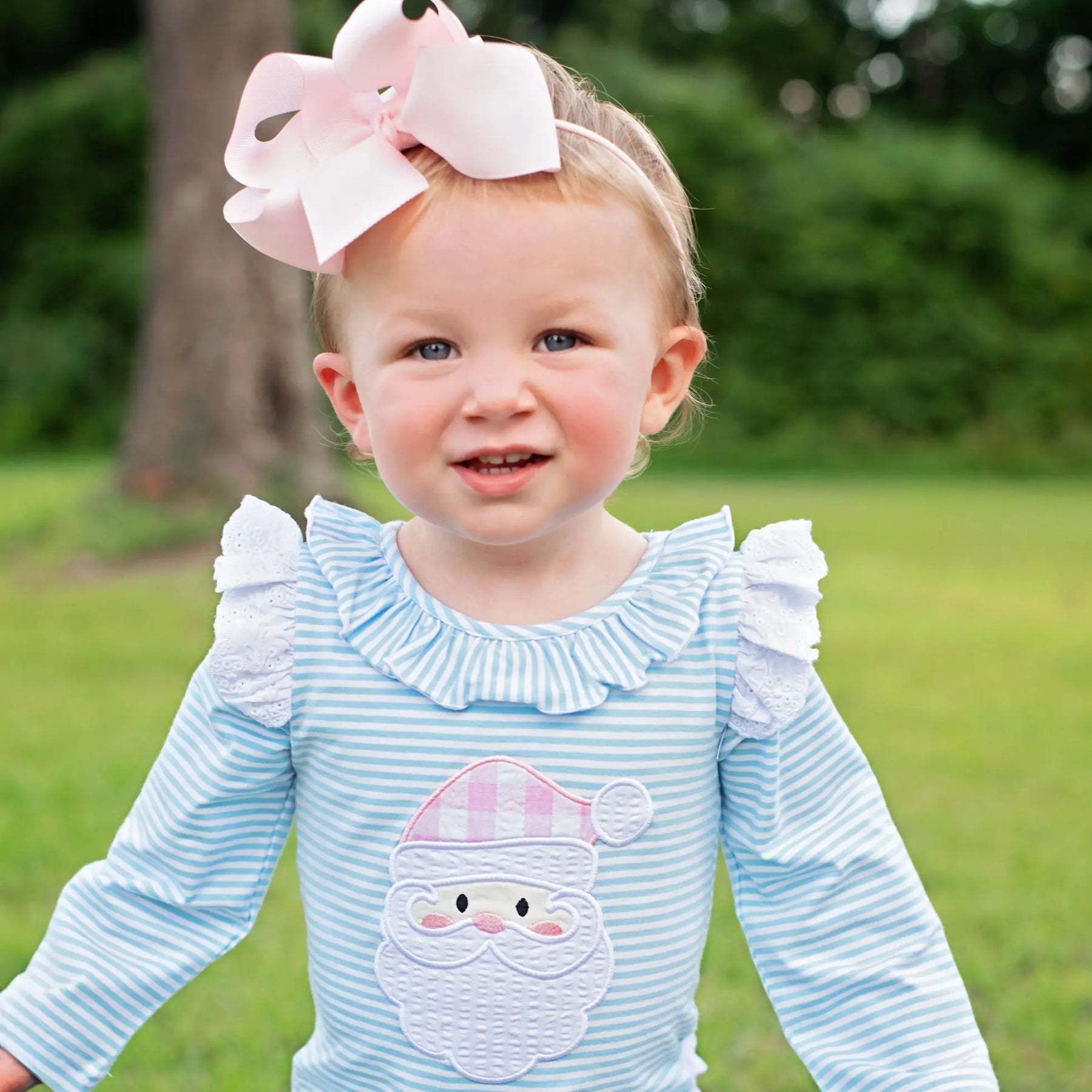 Girls Christmas Santa Romper by Seven Lantern Lane, Southern lifestyle apparel detail photo 14