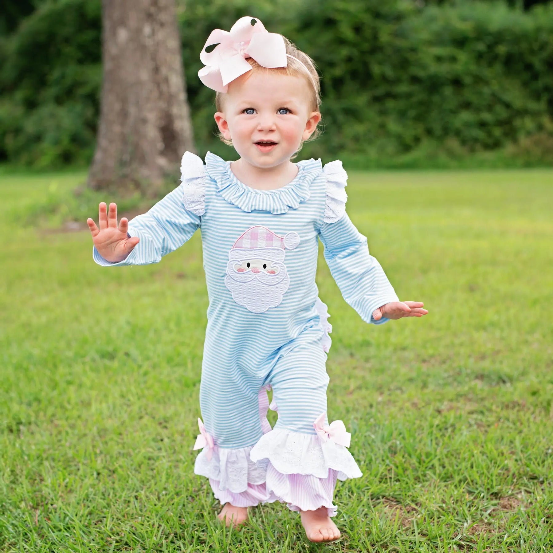 Girls Christmas Santa Romper by Seven Lantern Lane, Southern lifestyle apparel detail photo 16