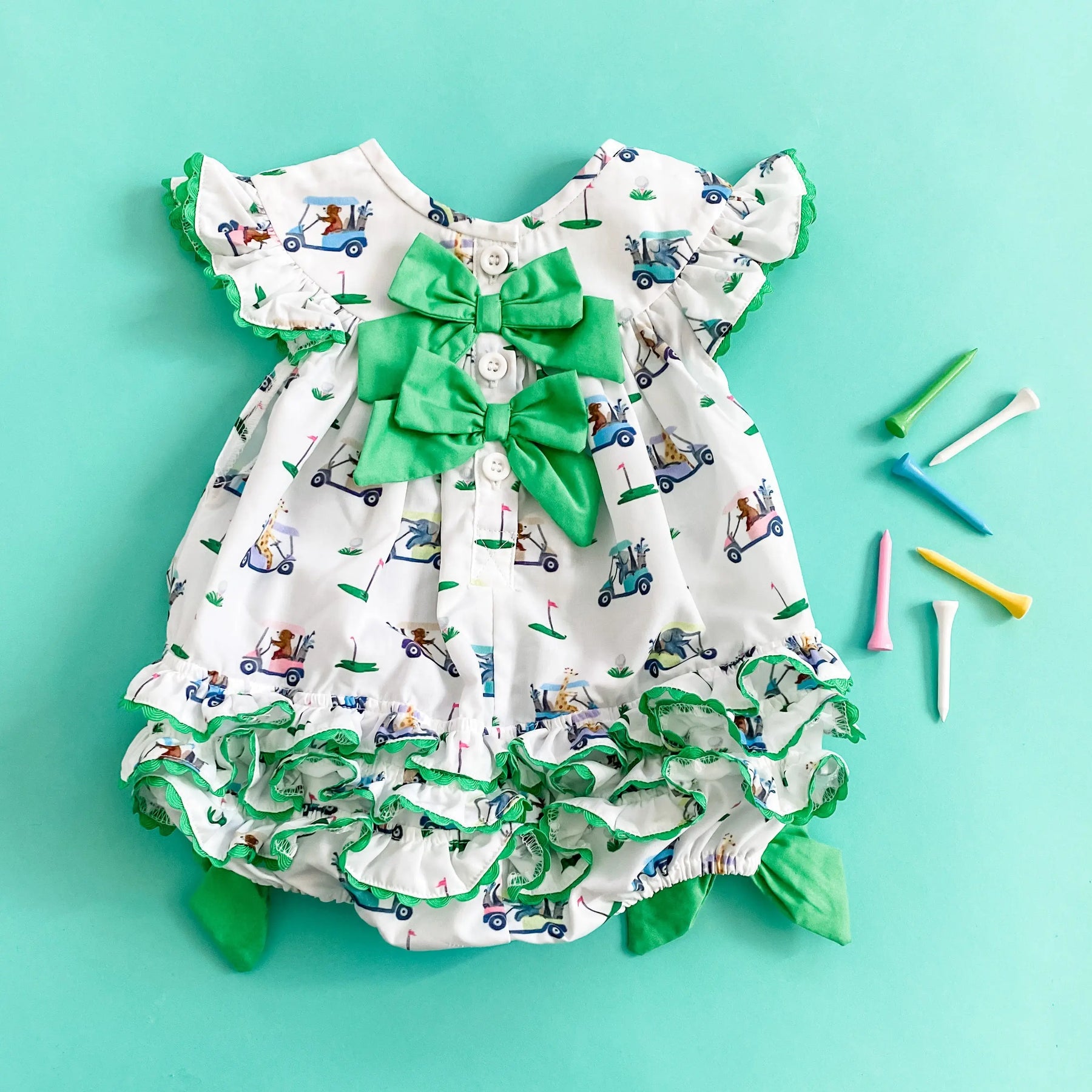 Girls Fairway Golf Bubble by Seven Lantern Lane, children's boutique clothing detail photo 4