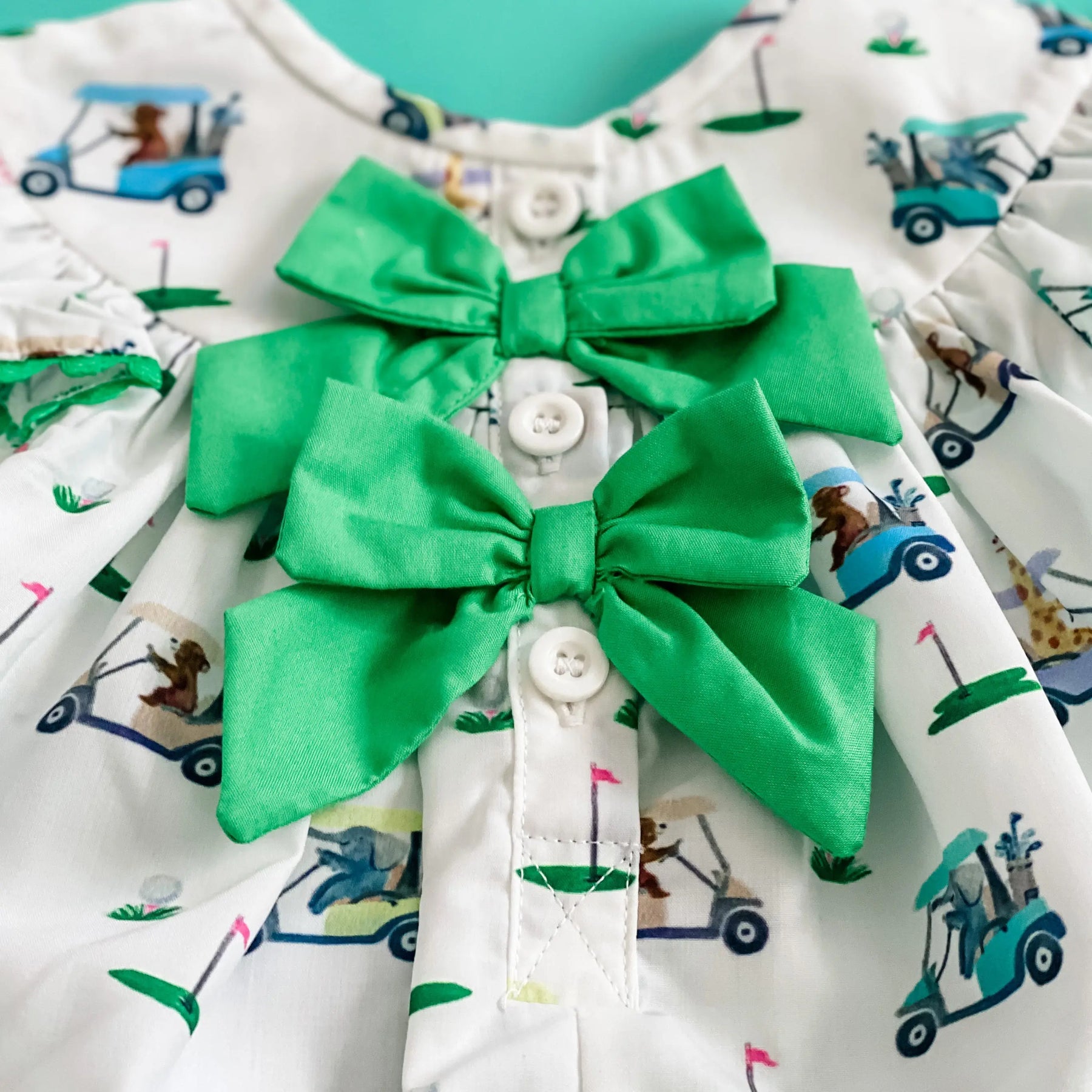 Girls Fairway Golf Bubble by Seven Lantern Lane, children's boutique clothing detail photo 9