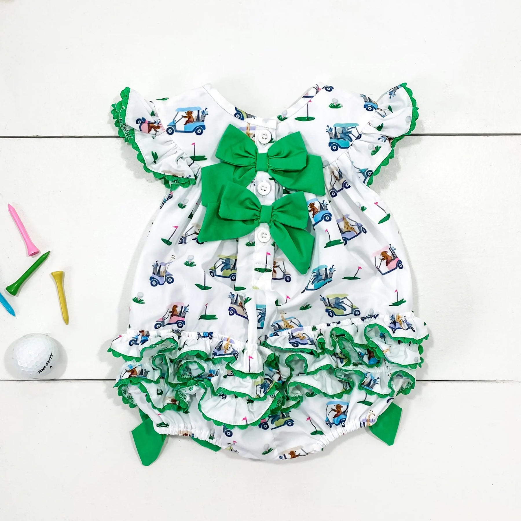 Girls Fairway Golf Bubble by Seven Lantern Lane, children's boutique clothing detail photo 11