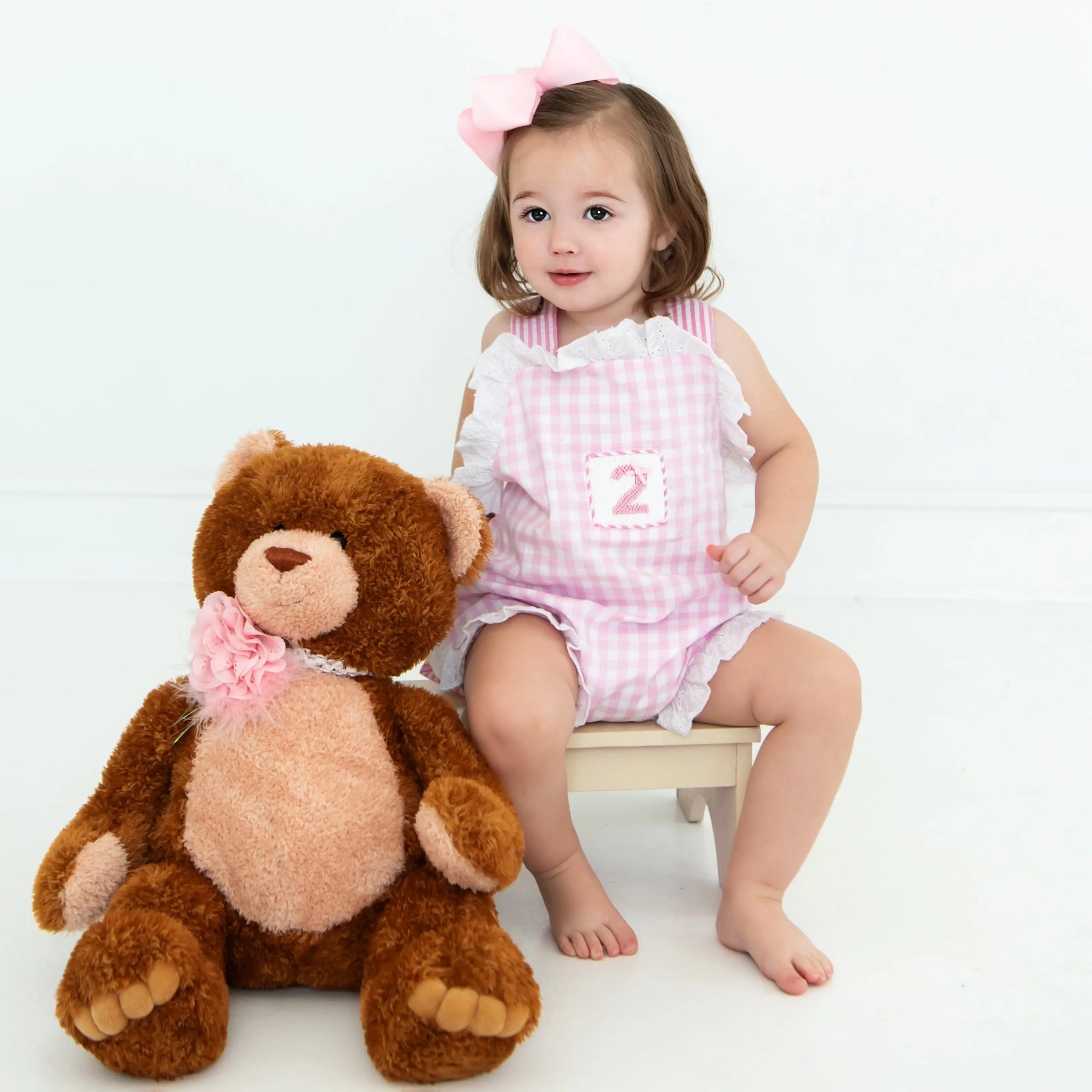 Girls Second Birthday Smocked Bubble by Seven Lantern Lane, children's boutique clothing detail photo 5