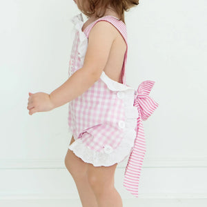 Girls Second Birthday Smocked Bubble by Seven Lantern Lane, children's boutique clothing detail photo 9