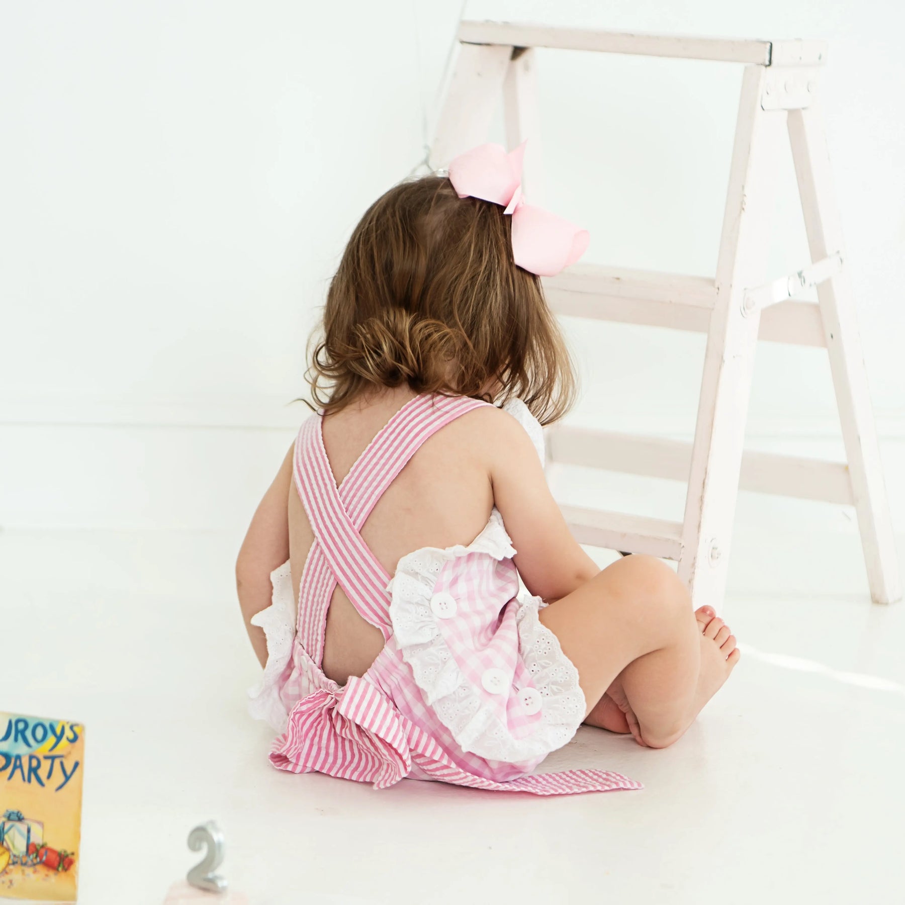 Girls Second Birthday Smocked Bubble by Seven Lantern Lane, children's boutique clothing detail photo 10