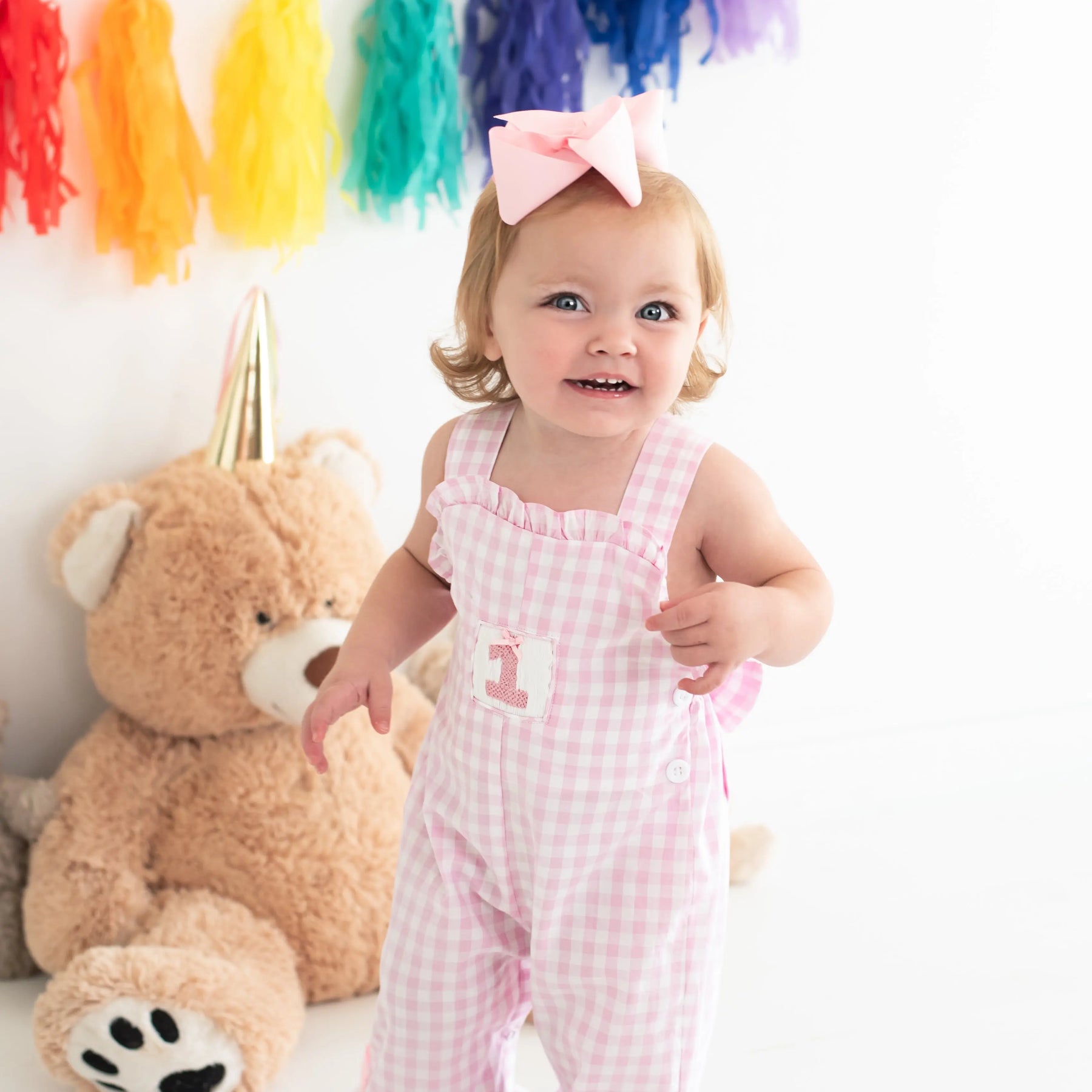 Girls Smocked First Birthday Longall by Seven Lantern Lane, children's boutique clothing detail photo 4