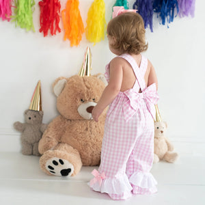 Girls Smocked First Birthday Longall by Seven Lantern Lane, children's boutique clothing detail photo 8