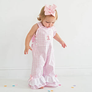 Girls Smocked First Birthday Longall by Seven Lantern Lane, children's boutique clothing detail photo 13