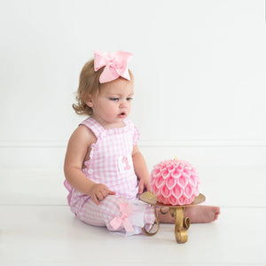 Girls Smocked First Birthday Longall by Seven Lantern Lane, children's boutique clothing detail photo 16