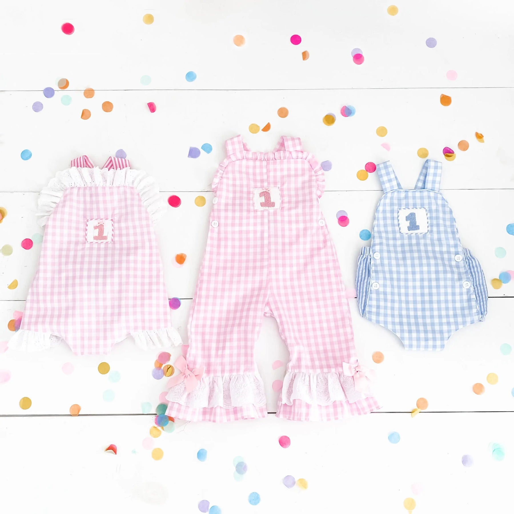 Girls Smocked First Birthday Longall by Seven Lantern Lane, children's boutique clothing detail photo 17
