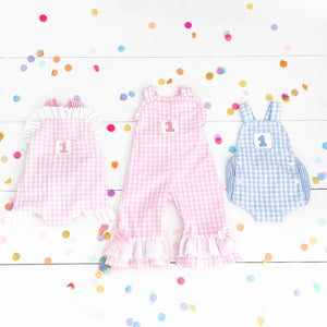 Girls Smocked First Birthday Longall by Seven Lantern Lane, children's boutique clothing detail photo 17