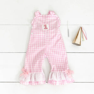 Girls Smocked First Birthday Longall by Seven Lantern Lane, children's boutique clothing detail photo 18