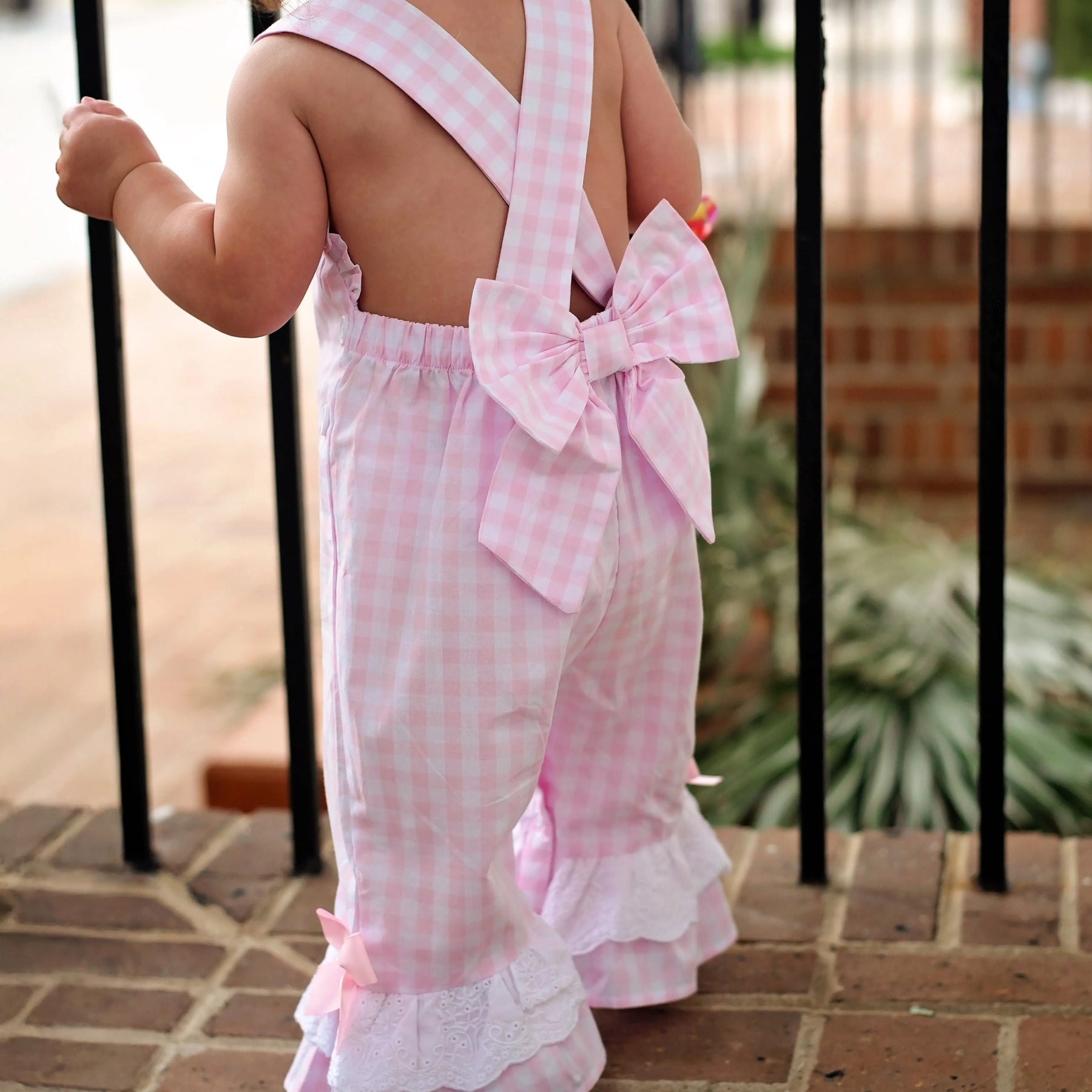 Girls Smocked First Birthday Longall by Seven Lantern Lane, children's boutique clothing detail photo 21