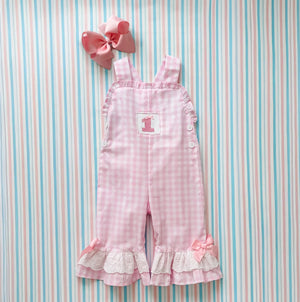 Girls Smocked First Birthday Longall by Seven Lantern Lane, children's boutique clothing detail photo 25