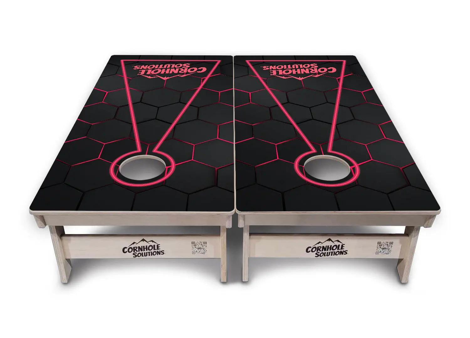 Glow Hole Black Backgound Cornhole Boards - Professional Tournament Series by Cornhole Solutions, custom cornhole board detail photo 2