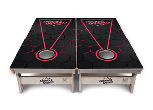 Glow Hole Black Backgound Cornhole Boards - Professional Tournament Series by Cornhole Solutions, custom cornhole board detail photo 2
