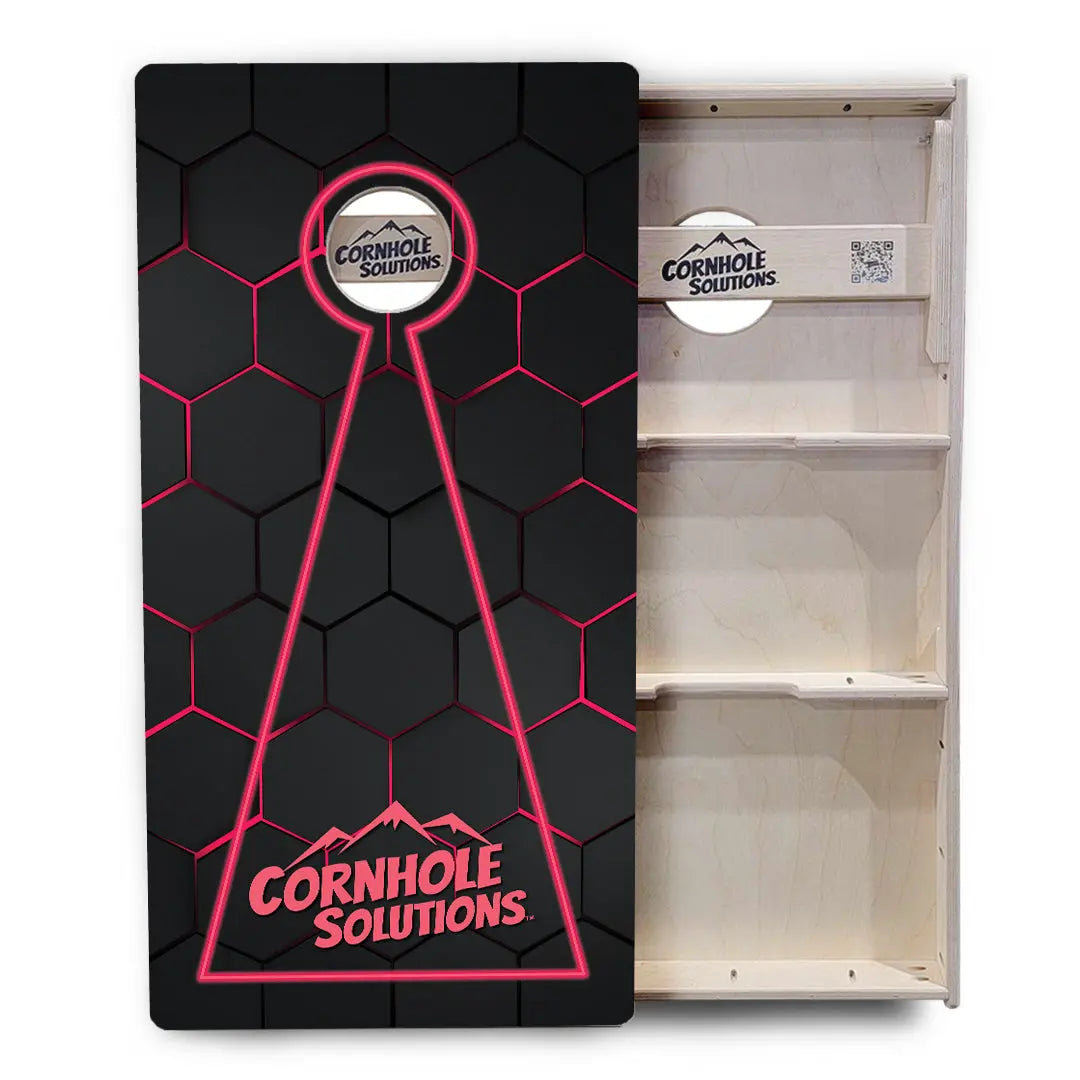 Glow Hole Black Backgound Cornhole Boards - Professional Tournament Series by Cornhole Solutions, custom cornhole board detail photo 3