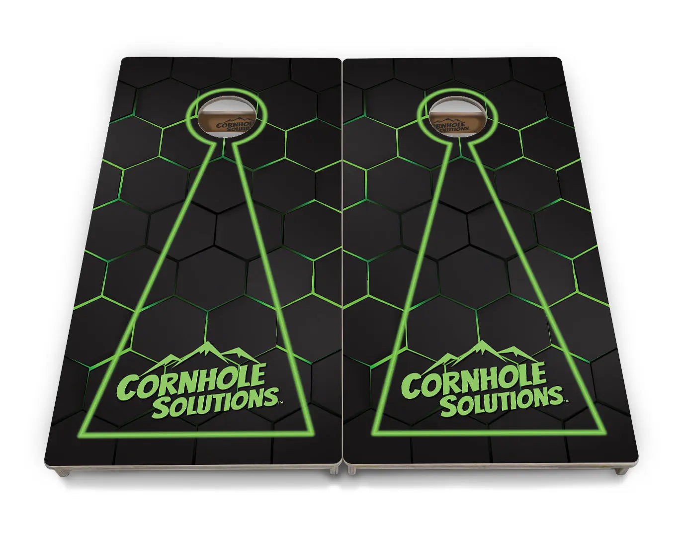 Glow Hole Black Backgound Cornhole Boards - Professional Tournament Series by Cornhole Solutions, custom cornhole board detail photo 7