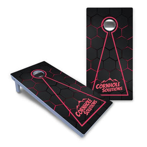 Glow Hole Black Cornhole Boards - All Weather Series by Cornhole Solutions, custom cornhole board detail photo 2