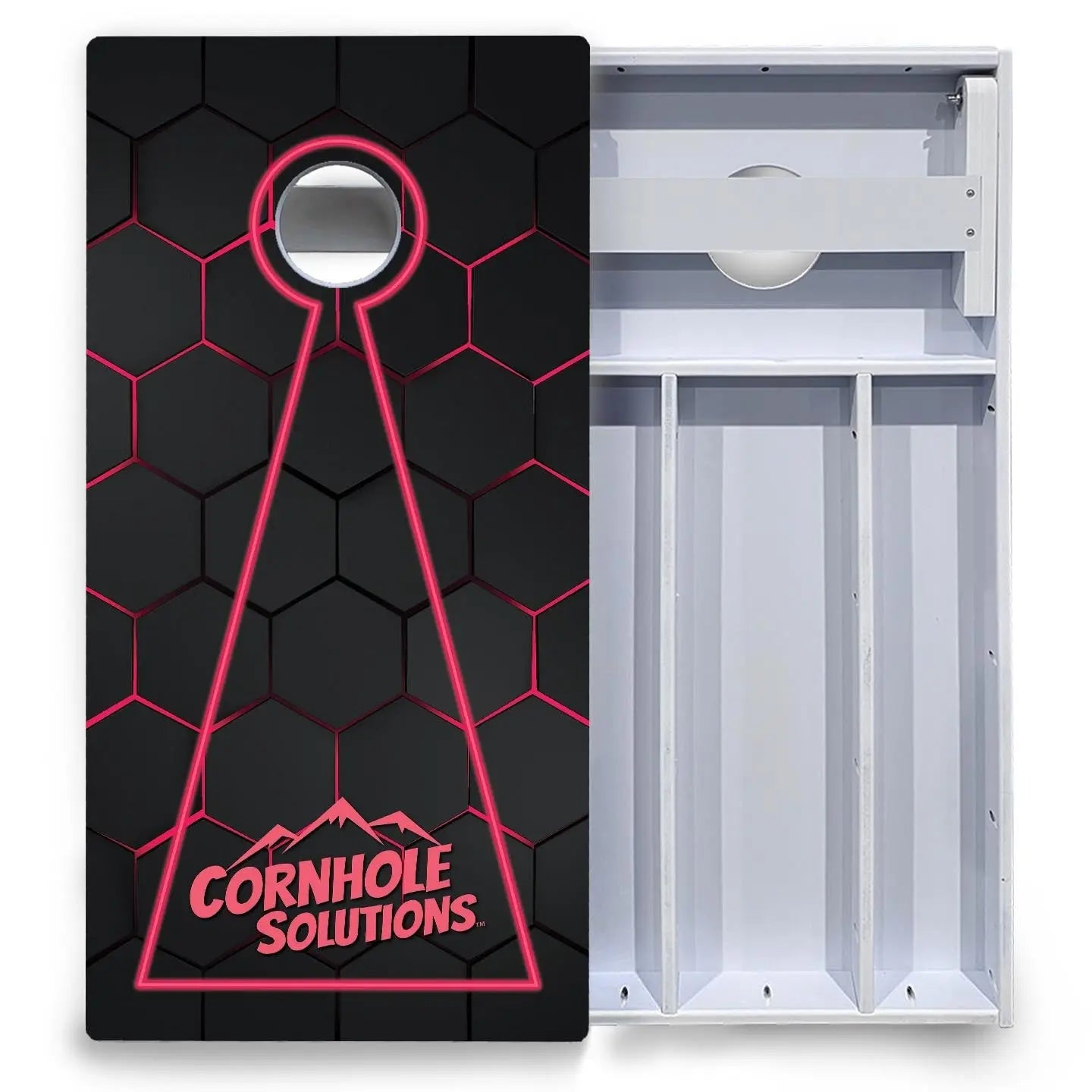 Glow Hole Black Cornhole Boards - All Weather Series by Cornhole Solutions, custom cornhole board detail photo 4
