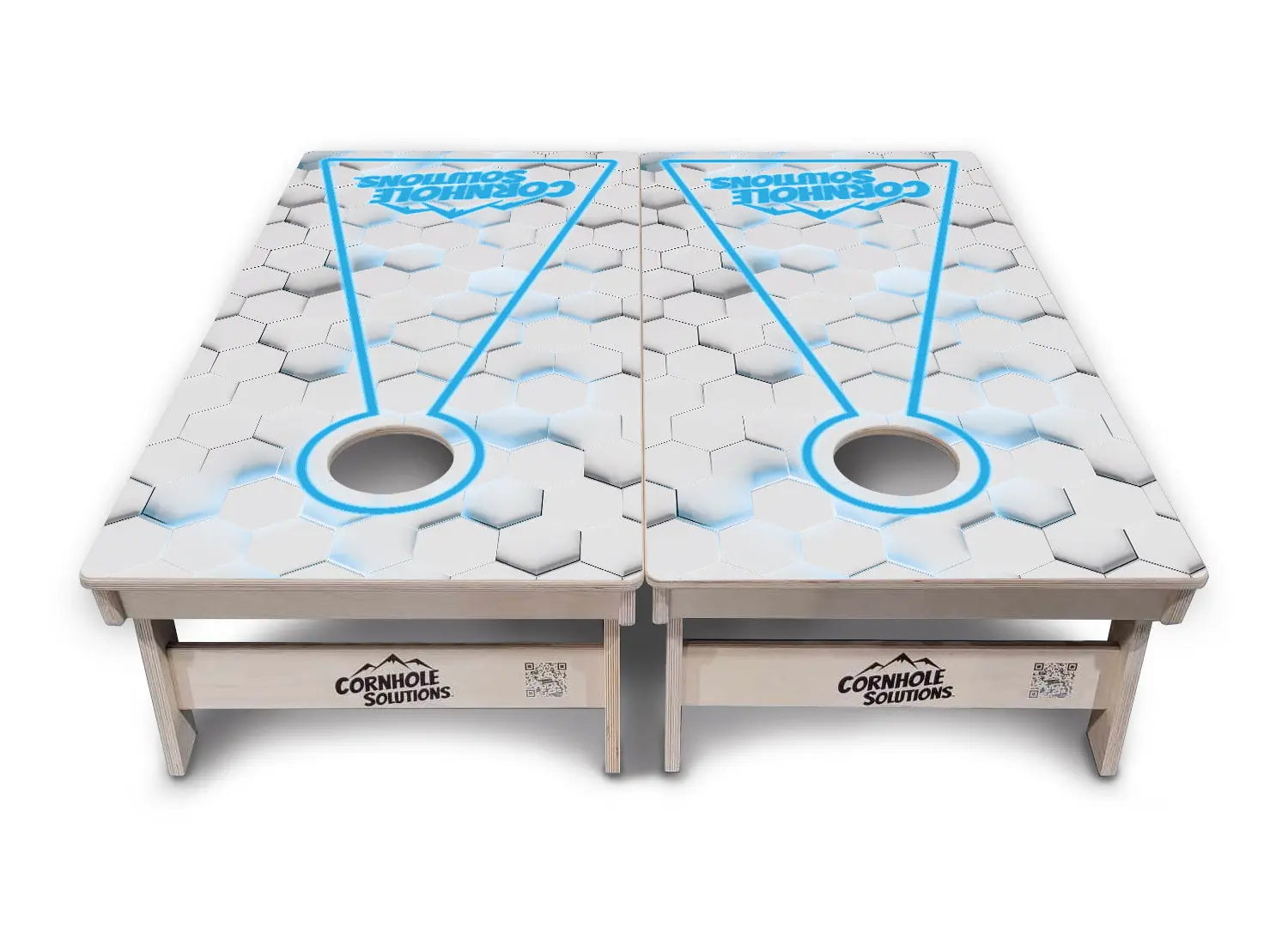 Glow Hole White Background Cornhole Boards - Professional Tournament Series by Cornhole Solutions, custom cornhole board detail photo 5
