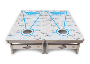 Glow Hole White Background Cornhole Boards - Professional Tournament Series by Cornhole Solutions, custom cornhole board detail photo 5