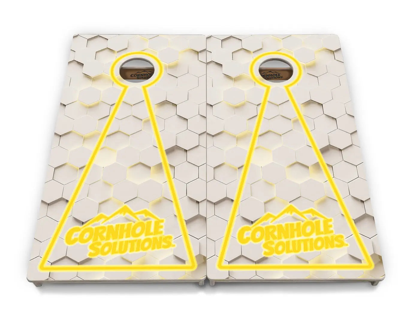 Glow Hole White Background Cornhole Boards - Professional Tournament Series by Cornhole Solutions, custom cornhole board detail photo 19