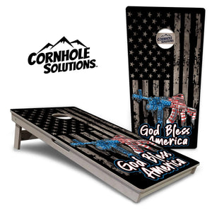 God Bless America Flag Cornhole Boards - Professional Tournament Series by Cornhole Solutions, custom cornhole board main product photo