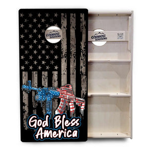 God Bless America Flag Cornhole Boards - Professional Tournament Series by Cornhole Solutions, custom cornhole board detail photo 3