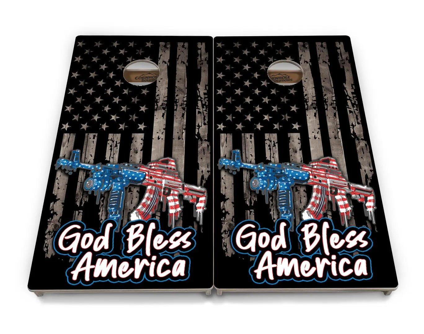 God Bless America Flag Cornhole Boards - Professional Tournament Series by Cornhole Solutions, custom cornhole board detail photo 4
