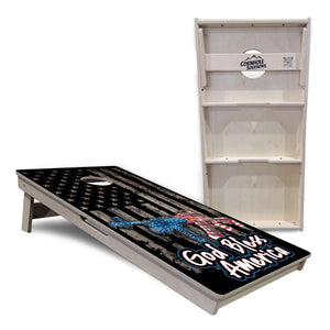 God Bless America Flag Cornhole Boards - Professional Tournament Series by Cornhole Solutions, custom cornhole board detail photo 5