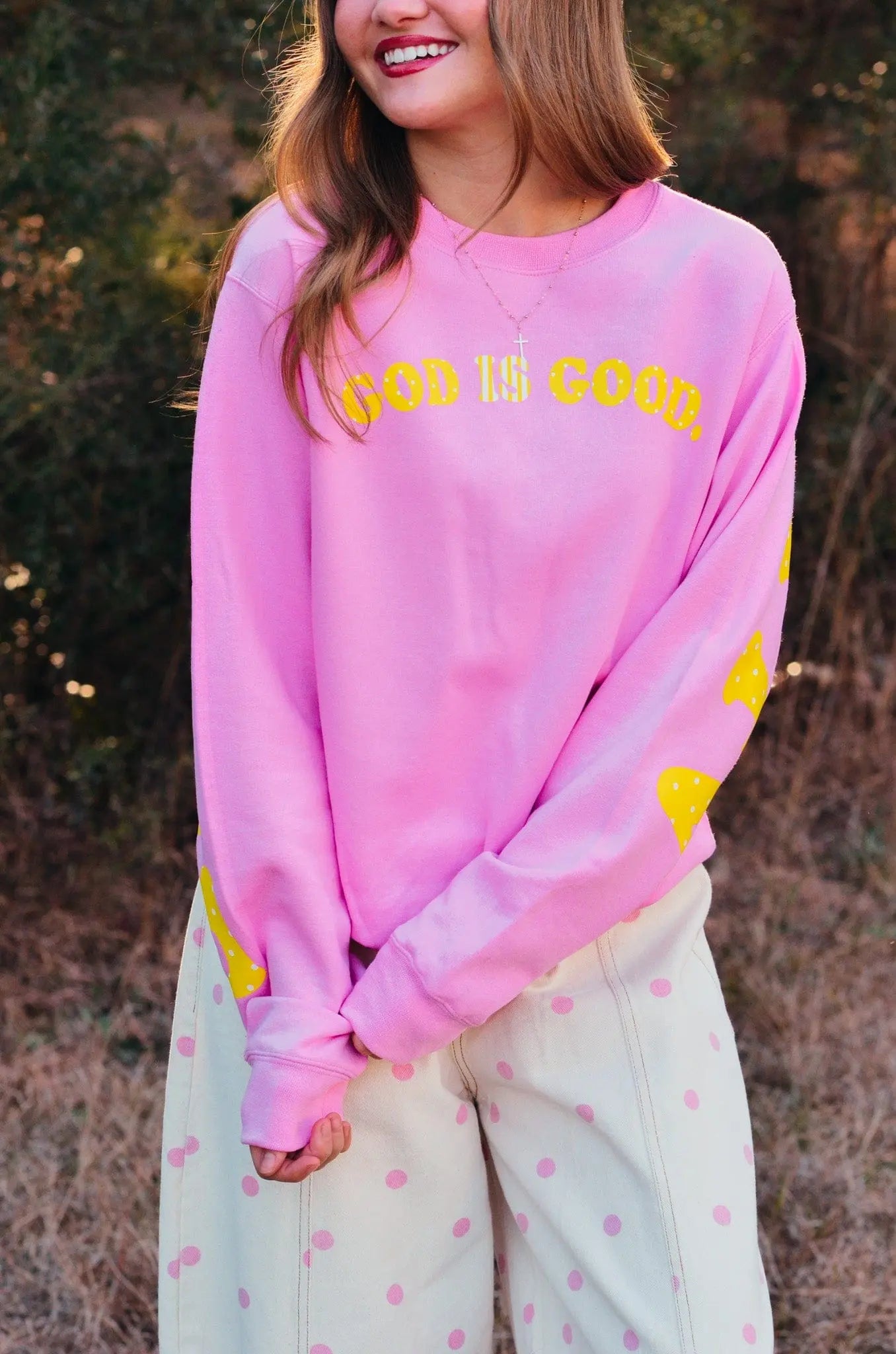God Is Good Pink Sweatshirt Southern Bliss Company