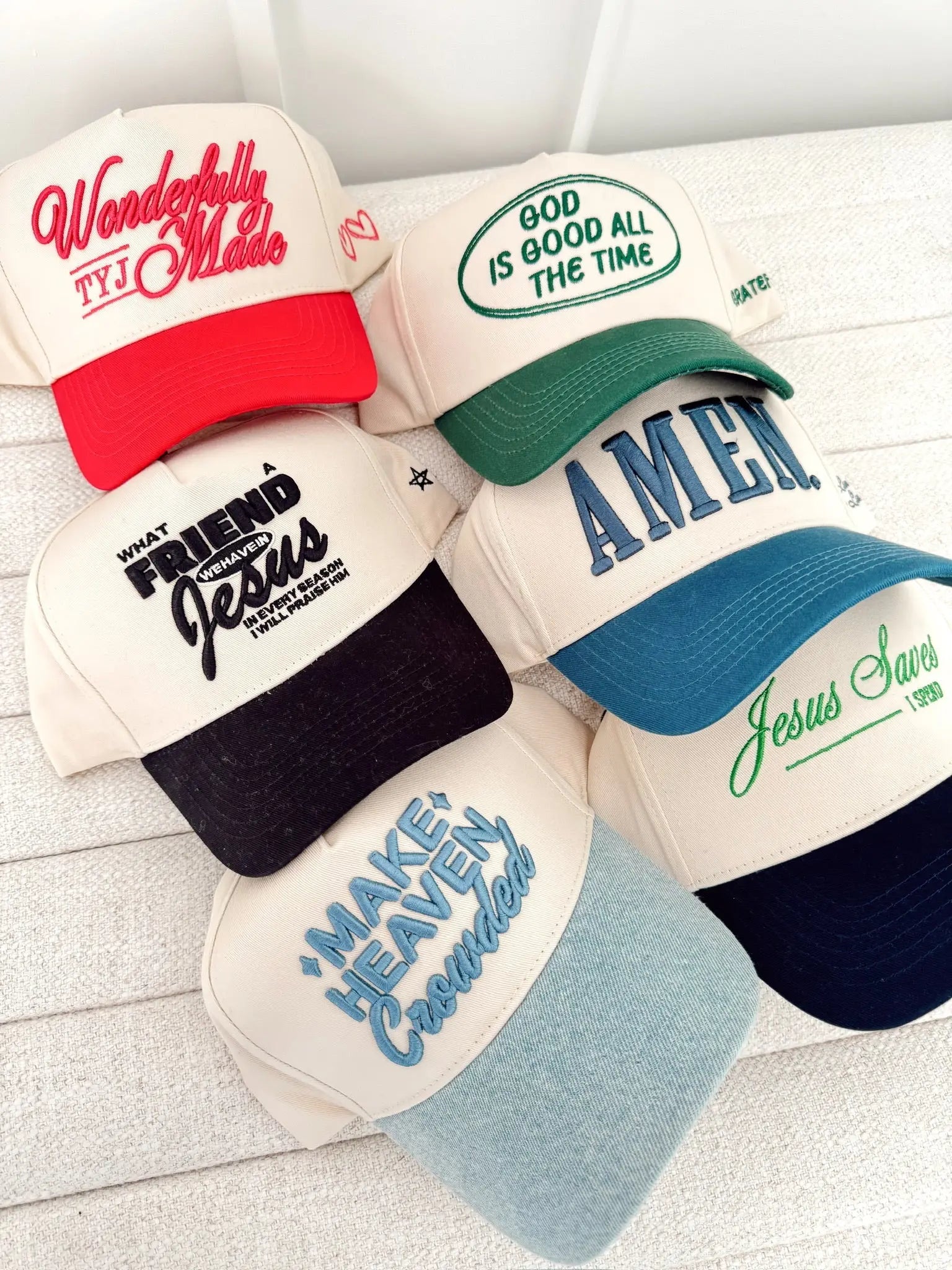 God is Good - Green Vintage Trucker Hat by KenzKustomz, Southern lifestyle apparel detail photo 7