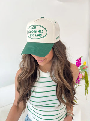 God is Good - Green Vintage Trucker Hat by KenzKustomz, Southern lifestyle apparel detail photo 13