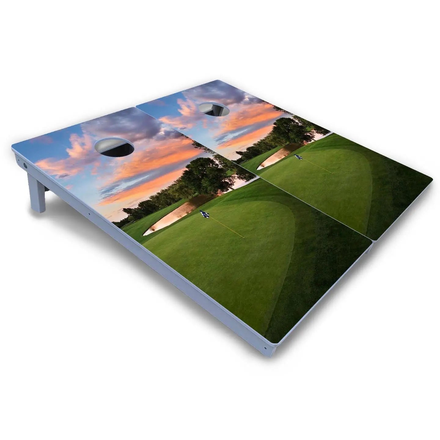 Golf Course Sunset Cornhole Boards - All Weather Series by Cornhole Solutions, custom cornhole board detail photo 3