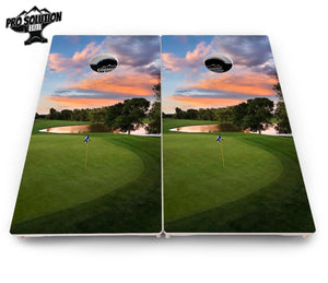 Golf Course Sunset Cornhole Boards - Pro Solution Elite Series by Cornhole Solutions, custom cornhole board detail photo 5