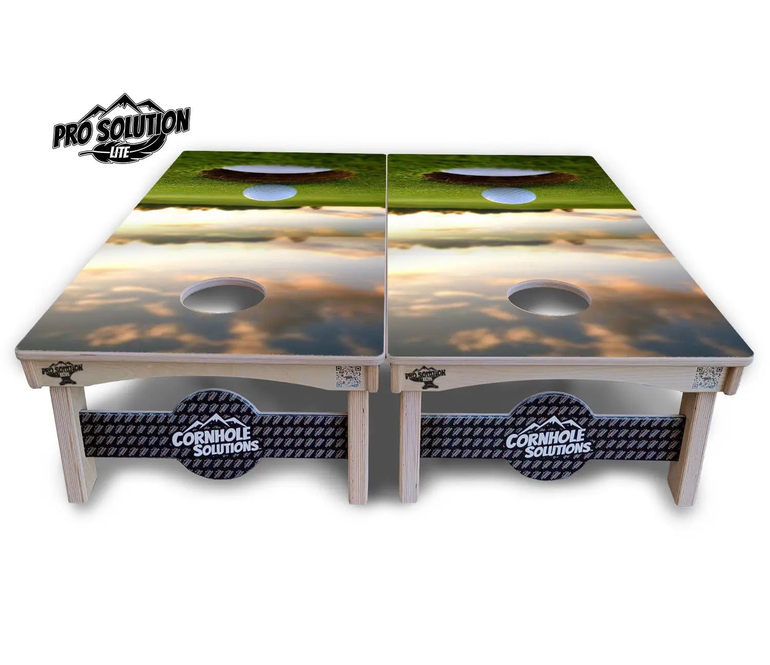 Golf Course Sunset Cornhole Boards - Pro Solution Lite Series by Cornhole Solutions, custom cornhole board detail photo 2