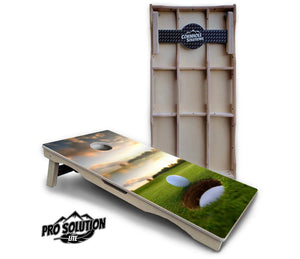 Golf Course Sunset Cornhole Boards - Pro Solution Lite Series by Cornhole Solutions, custom cornhole board detail photo 3