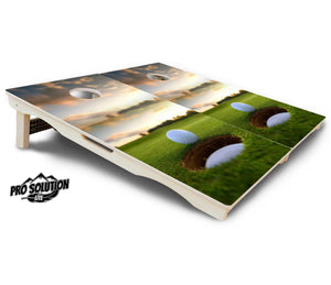 Golf Course Sunset Cornhole Boards - Pro Solution Lite Series by Cornhole Solutions, custom cornhole board detail photo 4